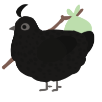 Crow, a sable and black chicken with a speckle pattern
