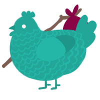 Mozart, a turquoise chicken with a lace pattern