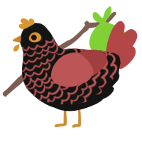 HIIIIII SHADOWWW, a black and red chicken with a lace pattern