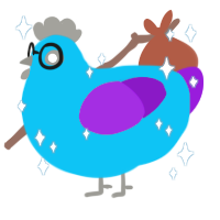 Hayami Uchicken, a cerulean and violet chicken