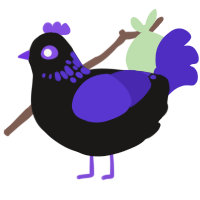 (unnamed), a sable and indigo chicken with a neck-speckle pattern
