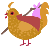 vash the stampede, a ochre and orange chicken with a speckle pattern