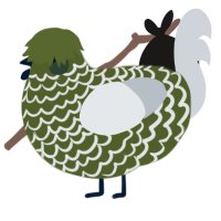 Frozen Pea, a olive and mist chicken with a lace pattern