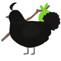 New Moon, a black and sable chicken with a neck-speckle pattern