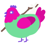 Watermelon high, a spring and fuchsia chicken with a head pattern