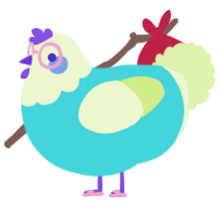 Burbuja, a aqua and apple chicken with a head pattern
