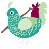 not on my watch, a turquoise and gluppy chicken with a lace pattern