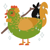 Opuntia, a chartreuse and orange chicken with a half-lace pattern
