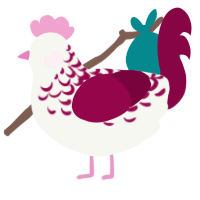 WhiteCherryChocolate, a white and maroon chicken with a half-lace pattern