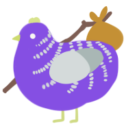 easter wip, a blurple and silver chicken with a half-bar pattern