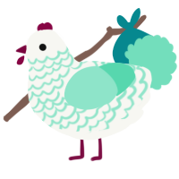 Mintee, a white and mint chicken with a lace pattern