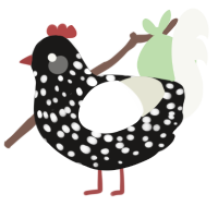 Ancona, a sable and white chicken with a speckle pattern