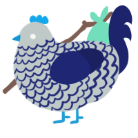 Aerial, a silver and navy chicken with a lace pattern