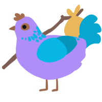chalk, a lilac and cerulean chicken with a neck-speckle pattern