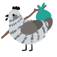 Pigeon, a mist and grey chicken with a bar pattern