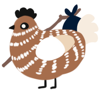 Latte, a brown and cream chicken with a bar pattern