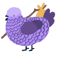 Allea, a lilac and overcast chicken with a lace pattern
