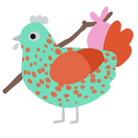 Smurf Icecream, a mint and vermilion chicken with a speckle pattern