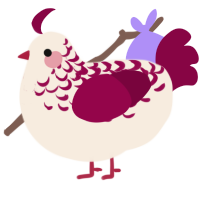 White Choco Rasp, a cream and maroon chicken with a half-lace pattern
