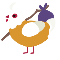 Unlaid, a orange and white chicken with a head pattern