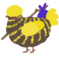 (unnamed), a bark and yellow chicken with a bar pattern