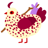 Peacebone, a cream and wine chicken with a speckle pattern