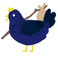 Gabby, a navy and tumblr chicken with a half-lace pattern
