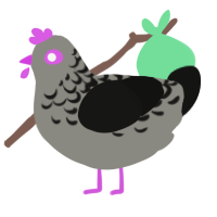 YES YES YES AFFIRM, a ash and black chicken with a half-lace pattern