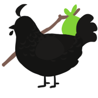 knight, a black and sable chicken with a half-lace pattern