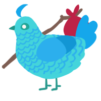 A aqua and sky chicken with a lace pattern