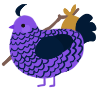 Bawkan Jones, a blurple and tumblr chicken with a lace pattern