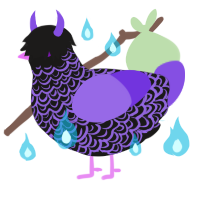Hex, a sable and blurple chicken with a double-lace pattern