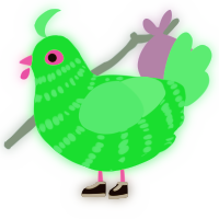 gnarp gnarp, a fuchsia and wine chicken with a bar pattern