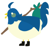 Kaito, a white and ultramarine chicken with a head pattern