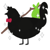 almost the void, a black chicken with a bar pattern
