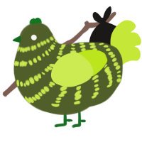 Anavocado, a olive and lime chicken with a bar pattern