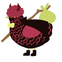 Lanternfish, a black and fuchsia chicken with a lace pattern