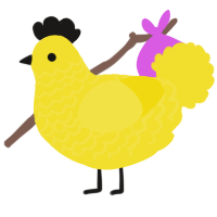 wetter floor sign, a yellow chicken with a lace pattern