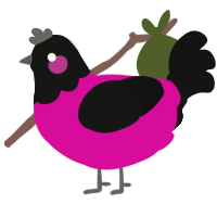(unnamed), a fuchsia and black chicken with a head pattern