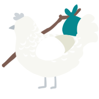 Spirit, a white chicken with a half-lace pattern