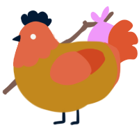 Aurum, a ochre and vermilion chicken with a head pattern