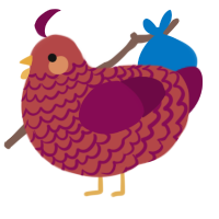 Leo, a red and wine chicken with a lace pattern