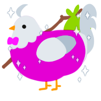 glitch, a plum and mist chicken with a head pattern
