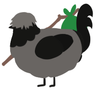 Catbird, a grey and black chicken with a head pattern