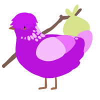 fizz, a amethyst and lavender chicken with a neck-speckle pattern