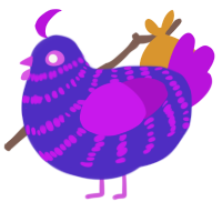 dance, a indigo and amethyst chicken with a bar pattern