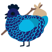 Larkspur, a navy and cerulean chicken with a lace pattern