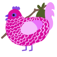 Beryl, a fuchsia and lavender chicken with a lace pattern