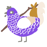ʻIlihia, a blurple and cream chicken with a lace pattern