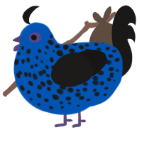 (unnamed), a ultramarine and sable chicken with a speckle pattern